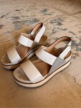 Naked Feet Women’s White Platform Sandals - Comfortable Slingback Wedge